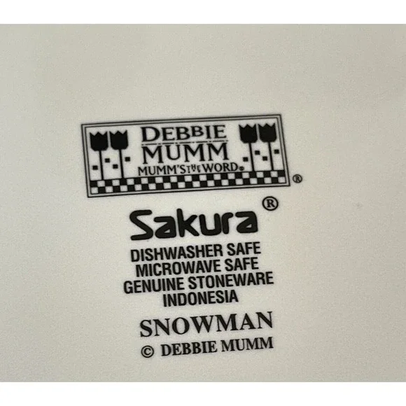 Sakura Snowman Debbie Mumm Set- 4 Christmas 8 1/4" Lunch Salad Plates Stoneware - Picture 9 of 11